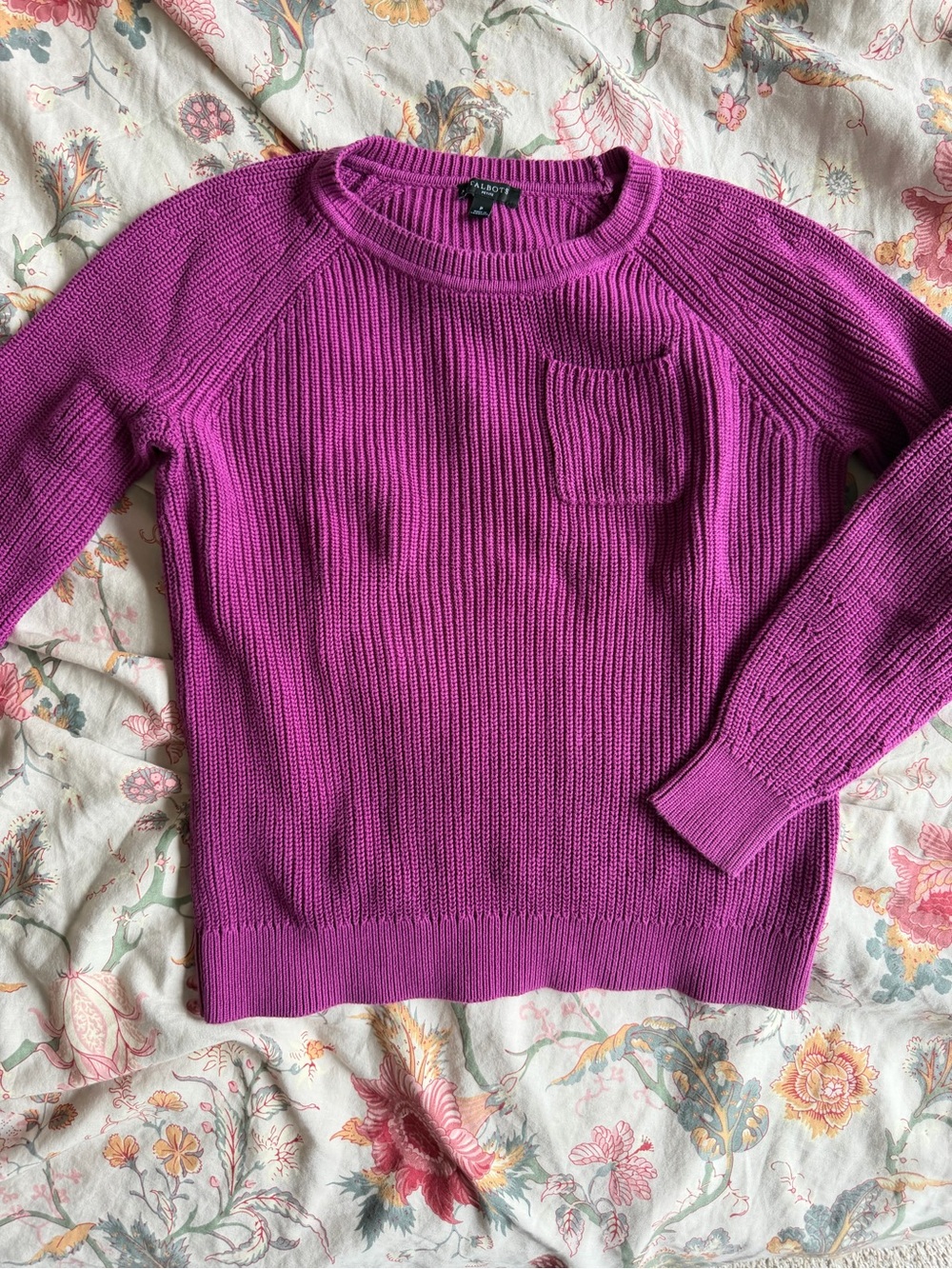 Talbots Bright Magenta Ribbed Knit Sweater